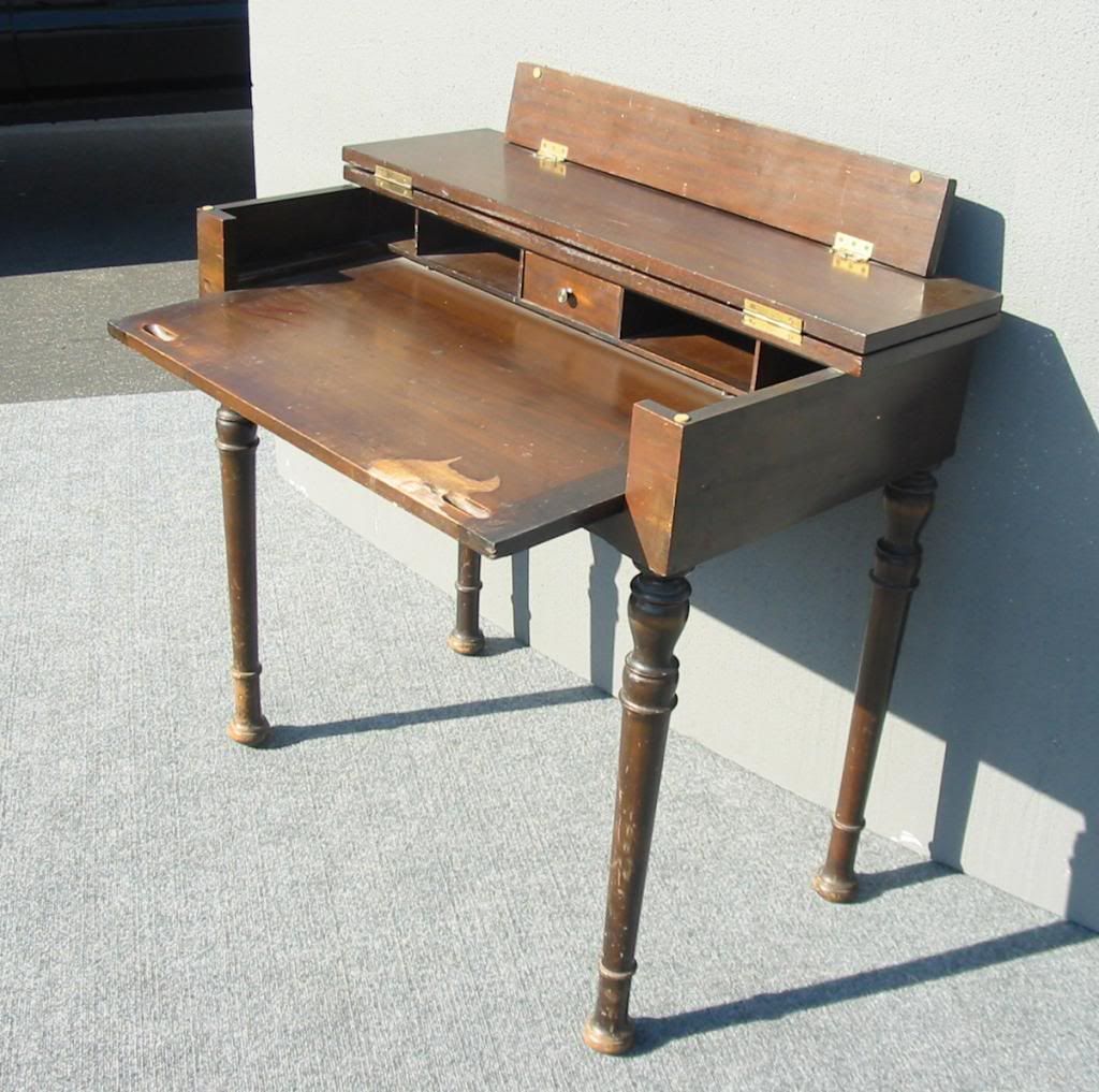 RUSTIC ANTIQUE FOLDING TOP WRITING DESK w PULL OUT TABLE TOP Fold